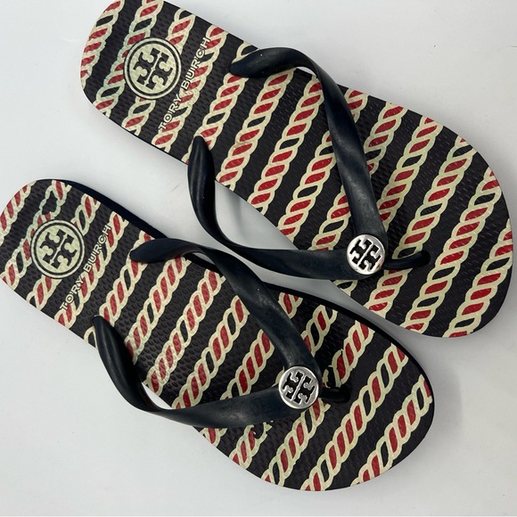Tory Burch Shoes - Tory Burch  Flip Flops with Rope Print Footbed
